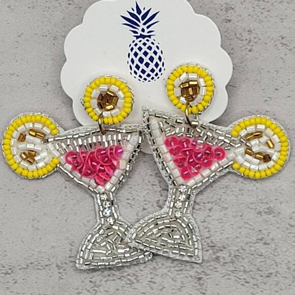 Cosmos Beaded Drink Earrings - Picture 2 of 2